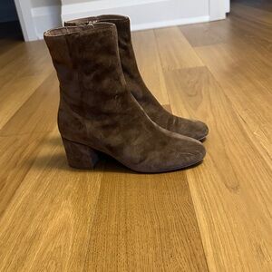 Aquatalia Brown Suede Mid-Heel Ankle Boots